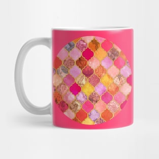 Hot Pink, Gold, Tangerine & Taupe Decorative Moroccan Tile Pattern Mug